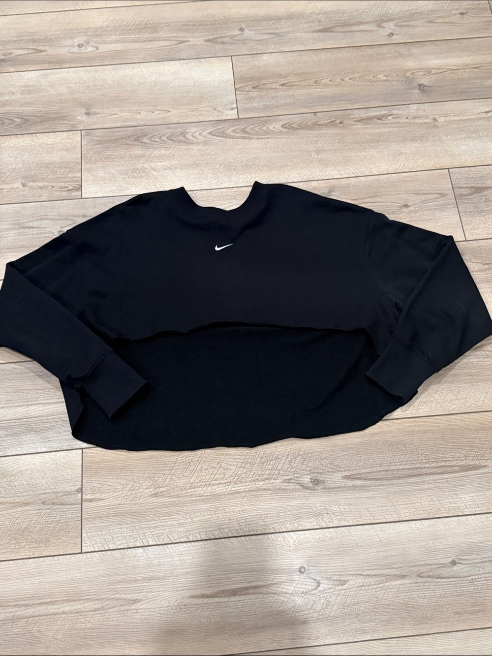 Nike Black Cropped Boxy Sweatshirt with White Swoosh